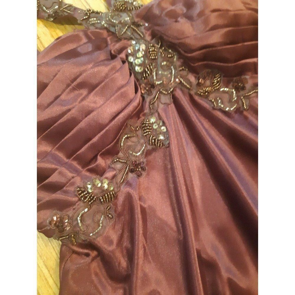 3 for $60 Morgan & Co Purple Plum V Neck Beaded Sequins Smal - Picture 3 of 5